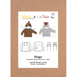 Ikatee : Pochette patron de couture HUGO Ensemble sweat bonnet mixte 6M-4A