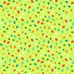 Tissu coton Dino footprints green