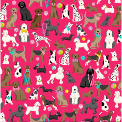 Tissu coton Furry Friends Dogs Pink