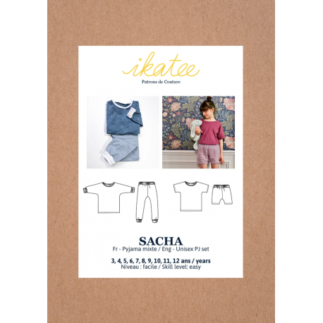 Ikatee : Pochette patron de couture SACHA Pyjama mixte 3-12A