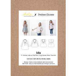 Ikatee : Pochette patron de couture IDA- Blouse, robe ou tee shirt-Enfant 3-12A
