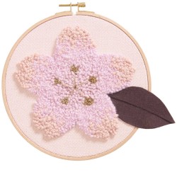 Set de Punch Needle fleur de cerisier brun, tableau Ø 21,5 cm
